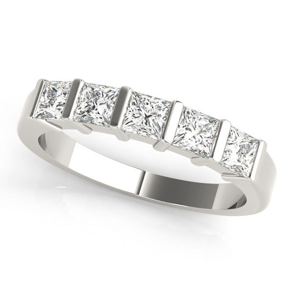 18K White Gold Square Diamond Wedding Ring