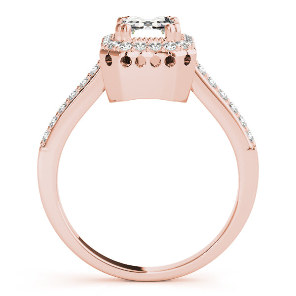 14K Rose Gold Emerald Diamond Ring