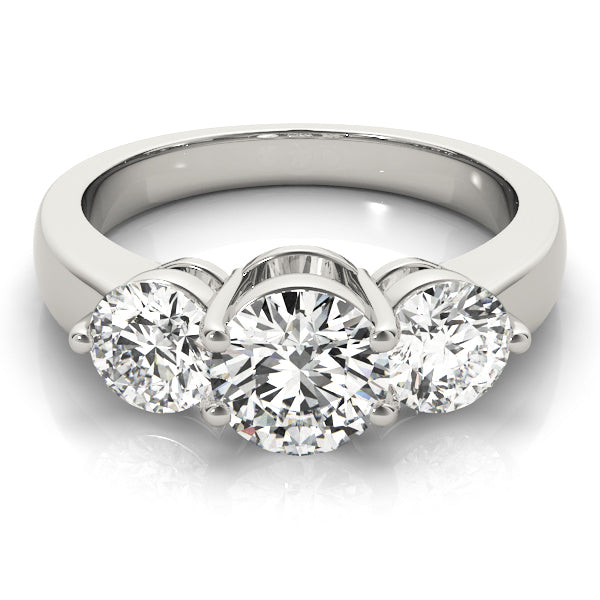 14K White Gold 2 CT Diamond Three-Stone Engagement Ring
