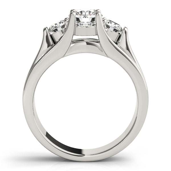 Platinum 1 CT Round Diamond Three-Stone Engagement Ring