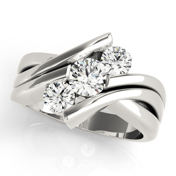 18K White Gold 1 ct Diamond Three-Stone Engagement Ring