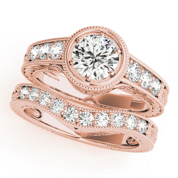 Vintage 14K Rose Gold Diamond Engagement Ring