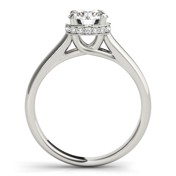 Round Diamond Trellis Solitaire Diamond Engagement Ring with Hidden Halo