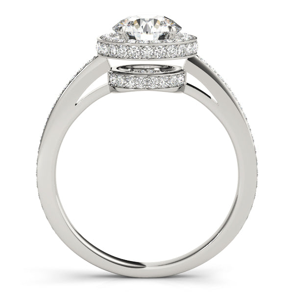 18K White Gold 1.5 ctw Round Diamond Halo Engagement Ring