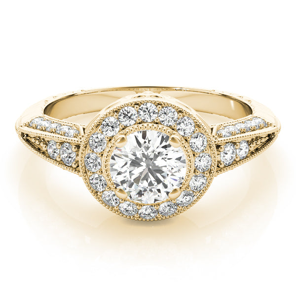 18K Yellow Gold Diamond Halo Engagement Ring