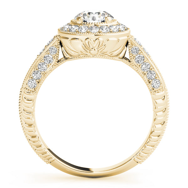 18K Yellow Gold Diamond Halo Engagement Ring