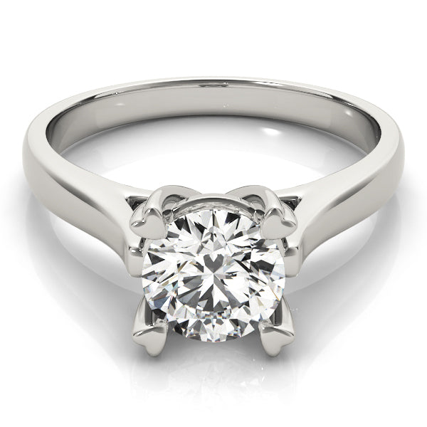 High Profile Round Cathedral Solitaire Diamond Engagement Ring