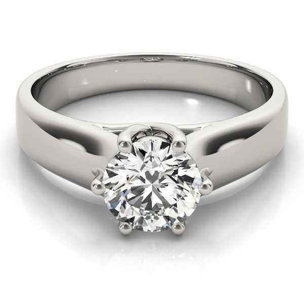 Chunky Round Diamond Cathedral Trellis Solitaire Engagement Ring