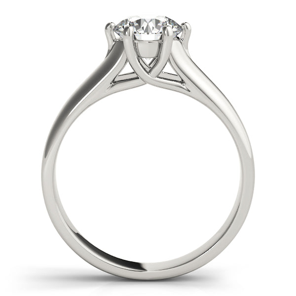 Chunky Round Diamond Cathedral Trellis Solitaire Engagement Ring