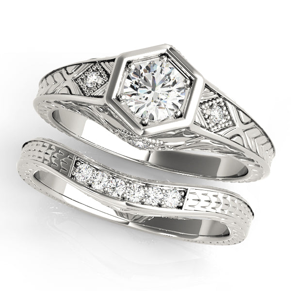 18K White Gold Vintage Diamond Engagement Ring 0.375ctw