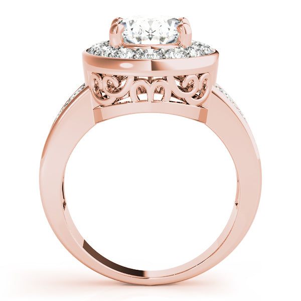 14K Rose Gold Oval Diamond Fashion Ring