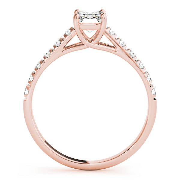 18K Rose Gold Emerald Diamond Engagement Ring