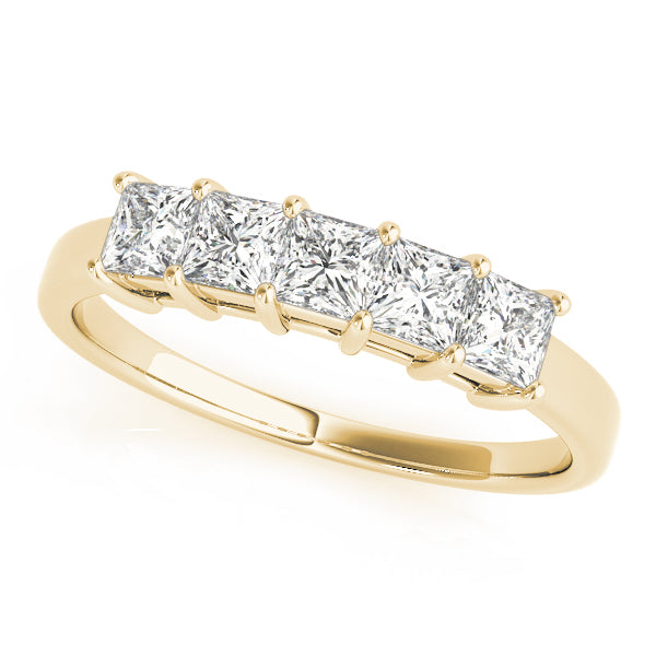 14K Yellow Gold Square Diamond Wedding Ring