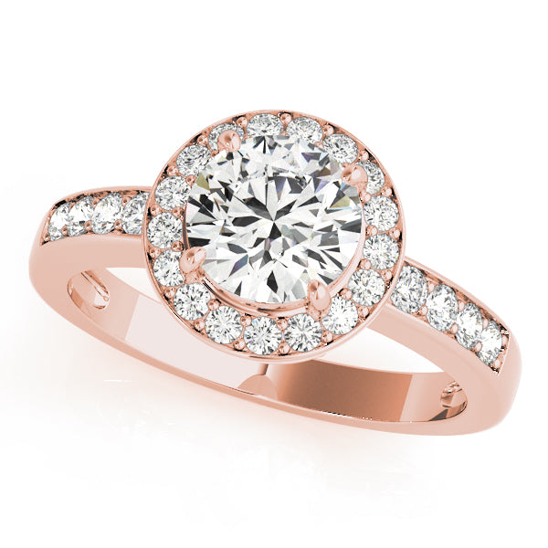 18K Rose Gold 1 ct Diamond Halo Engagement Ring