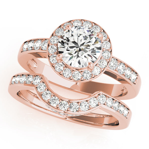 18K Rose Gold 1 ct Diamond Halo Engagement Ring