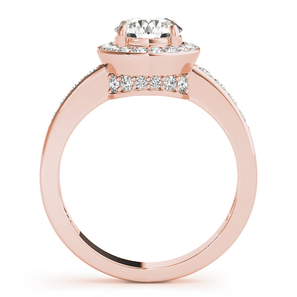 18K Rose Gold 1 ct Diamond Halo Engagement Ring
