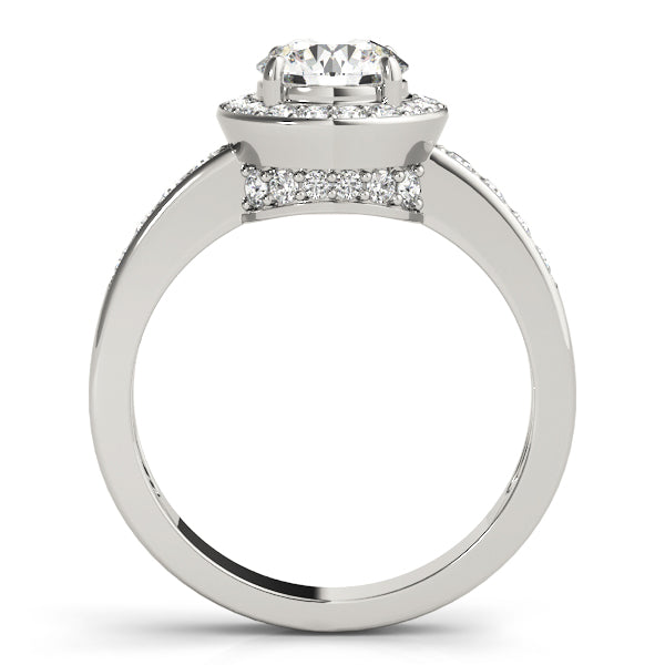 Platinum 1 CT Round Diamond Halo Engagement Ring