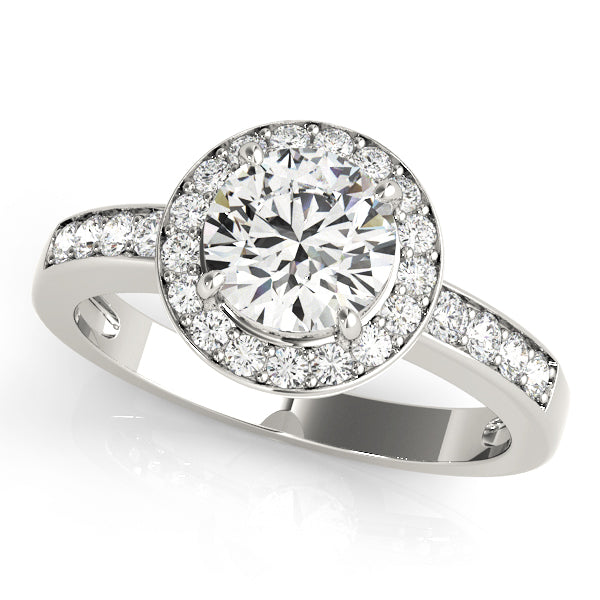 14K White Gold 1 ct Diamond Halo Engagement Ring