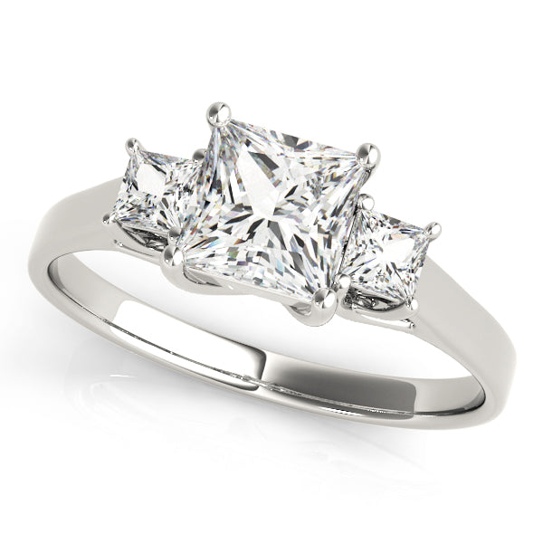 1 CT Platinum Square Diamond Three Stone Ring