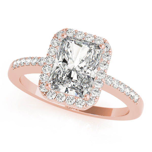 Rose Gold 1/4 CT Diamond Emerald Fashion Ring