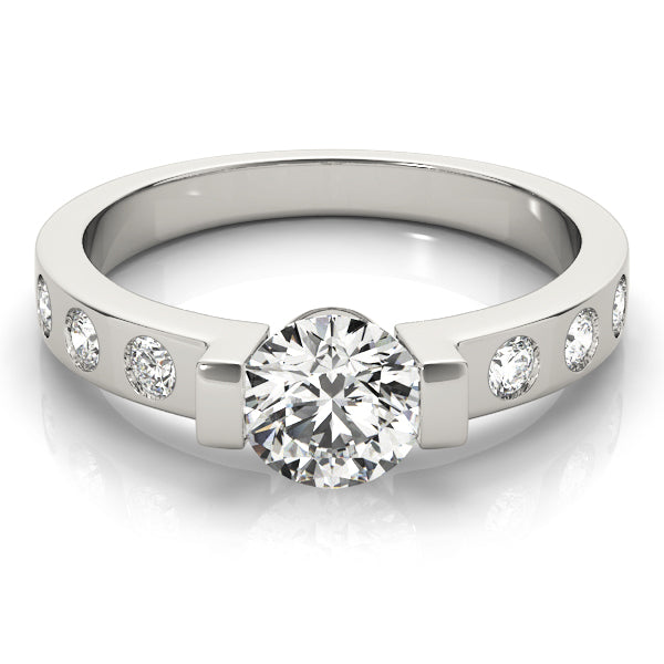 STYLE# 83592 Contemporary Round Bezel Set Diamond Engagement Ring