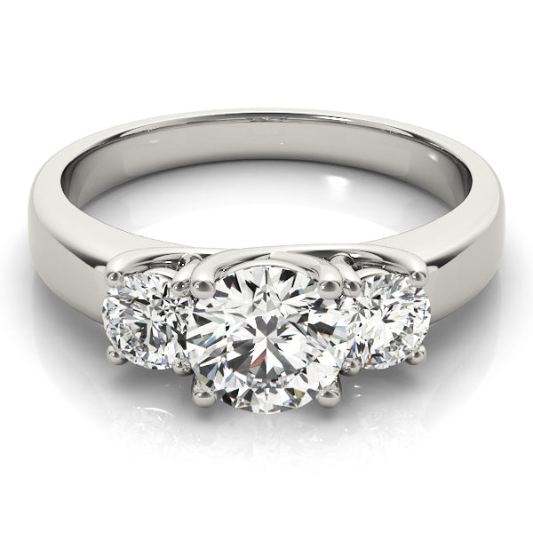 Round Three-Stone Diamond Trellis Solitaire Engagement Ring