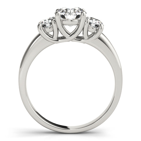 Round Three-Stone Diamond Trellis Solitaire Engagement Ring