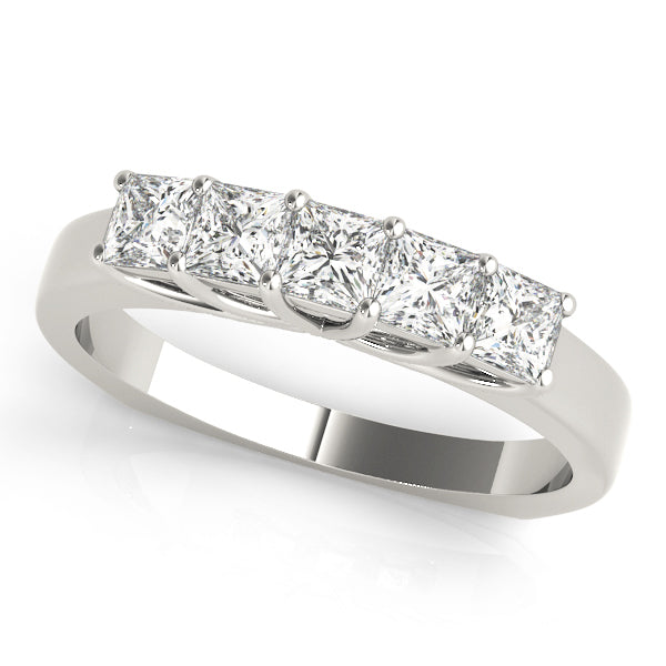 14K White Gold Square Diamond Wedding Ring