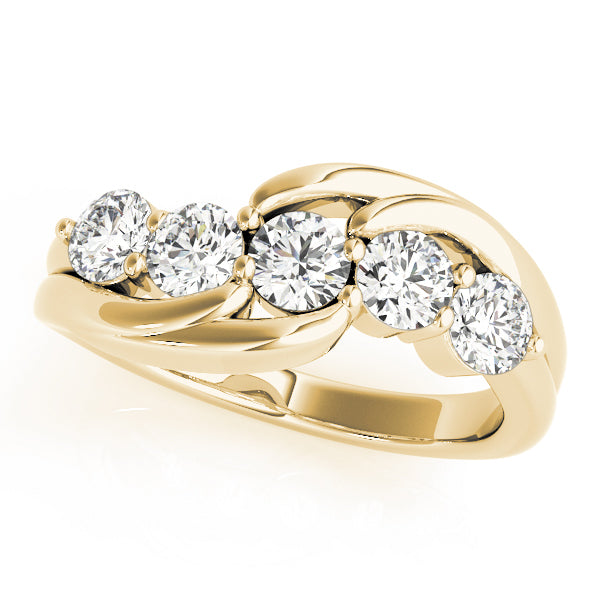 18K Yellow Gold 5-Stone Diamond Wedding Ring
