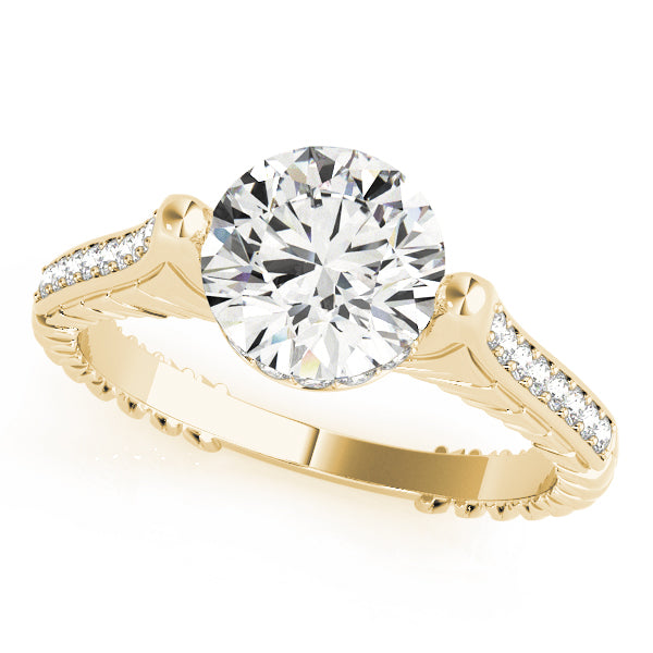 STYLE# 83868 - Vintage Antique Round Diamond Engagement Ring with Hidden Halo