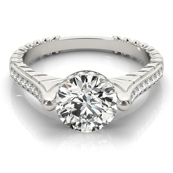 STYLE# 83868 - Vintage Antique Round Diamond Engagement Ring with Hidden Halo