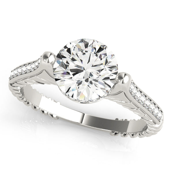 STYLE# 83868 - Vintage Antique Round Diamond Engagement Ring with Hidden Halo