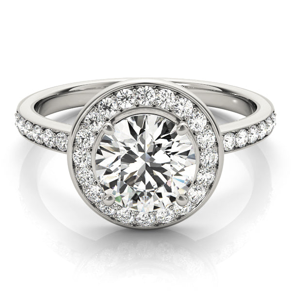 Round Channel Set Halo Diamond Engagement Ring