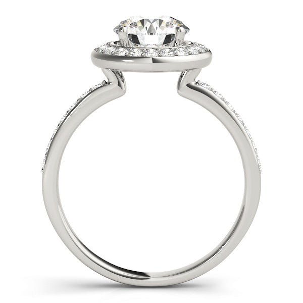 Round Channel Set Halo Diamond Engagement Ring