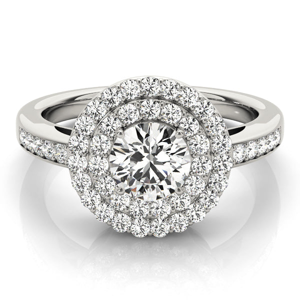 Round Double halo Channel Set Diamond Engagement Ring