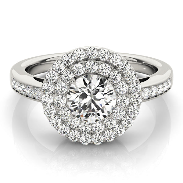 18K White Gold Diamond Halo Engagement Ring 1.5ctw