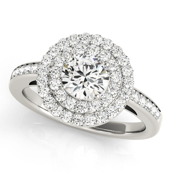 Platinum 1.5 CT Round Diamond Halo Engagement Ring