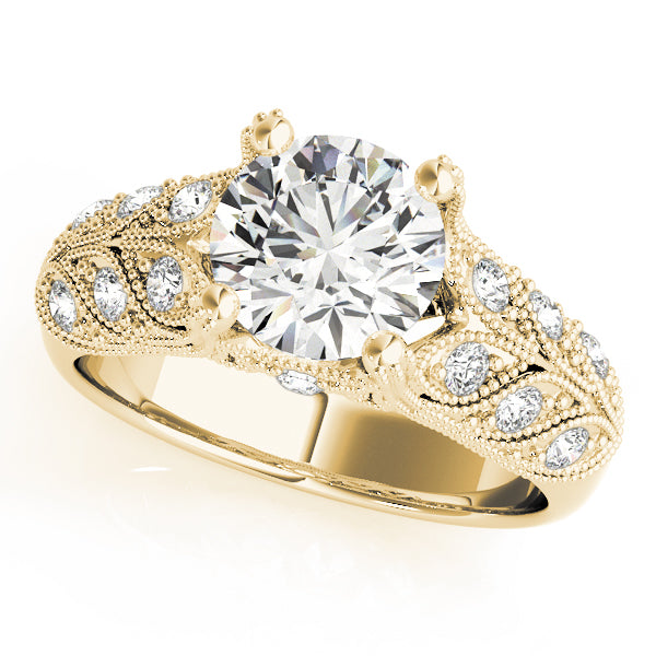 STYLE# 83894 - 1 1/2CT Antique Nature-Inspired Round Diamond Engagement Ring With Milgrain Accents