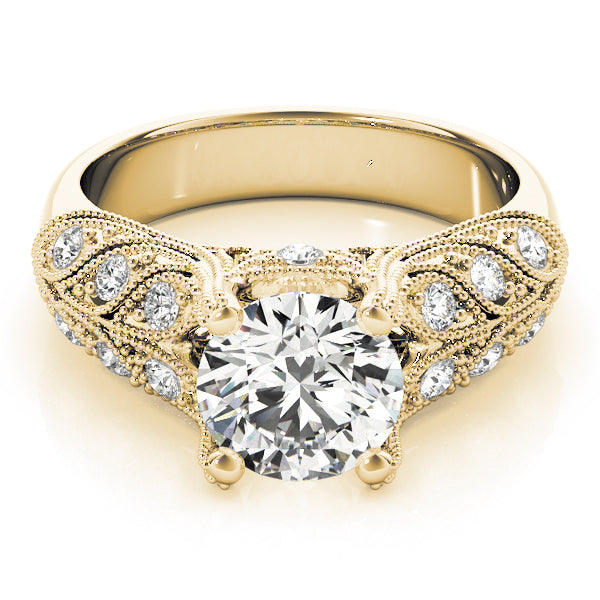 STYLE# 83894 - 1 1/2CT Antique Nature-Inspired Round Diamond Engagement Ring With Milgrain Accents