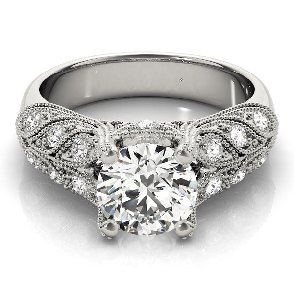 STYLE# 83894 - 1 1/2CT Antique Nature-Inspired Round Diamond Engagement Ring With Milgrain Accents