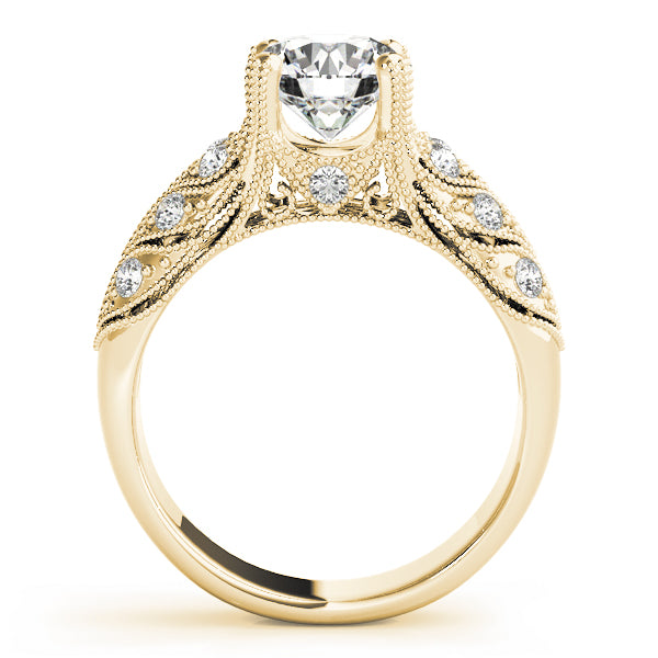 STYLE# 83894 - 1 1/2CT Antique Nature-Inspired Round Diamond Engagement Ring With Milgrain Accents