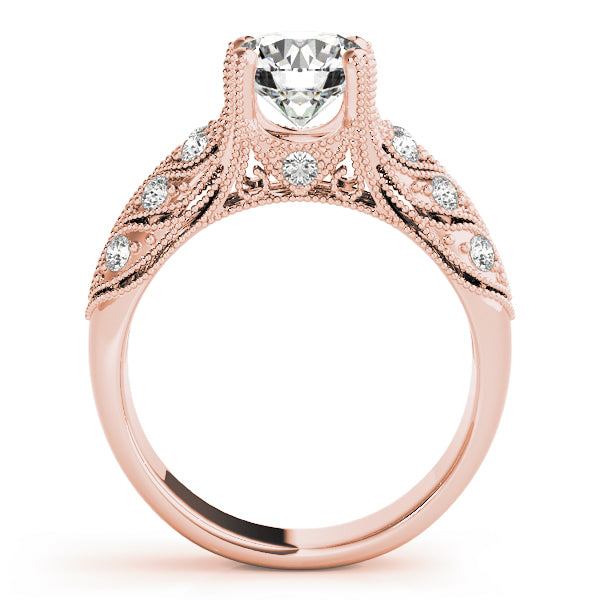 STYLE# 83894 - 1 1/2CT Antique Nature-Inspired Round Diamond Engagement Ring With Milgrain Accents