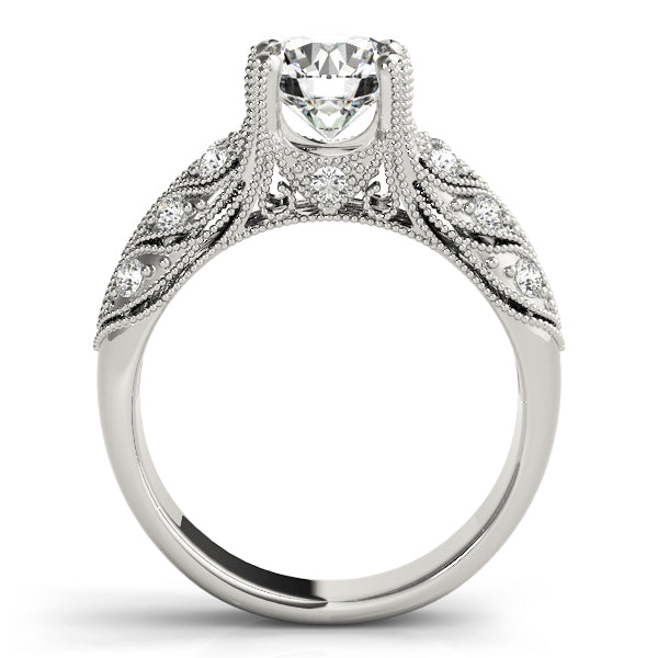 STYLE# 83894 - 1 1/2CT Antique Nature-Inspired Round Diamond Engagement Ring With Milgrain Accents