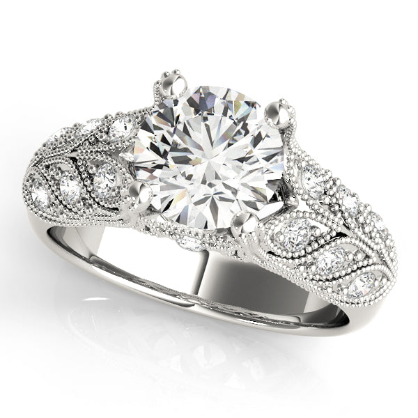 STYLE# 83894 - 1 1/2CT Antique Nature-Inspired Round Diamond Engagement Ring With Milgrain Accents