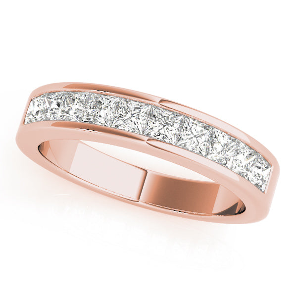 18K Rose Gold Square Diamond Wedding Ring
