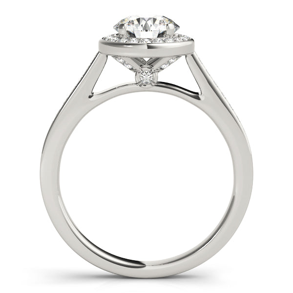 18K White Gold Round Diamond Halo Engagement Ring