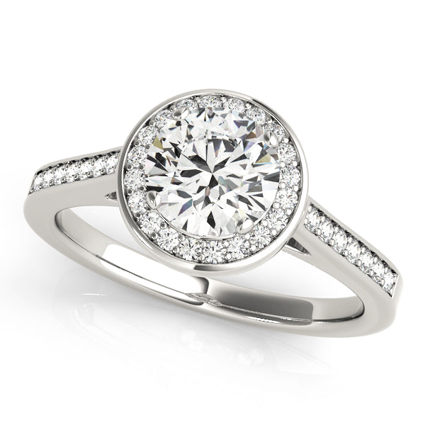 Platinum Round Diamond Halo Engagement Ring 3/4 ctw