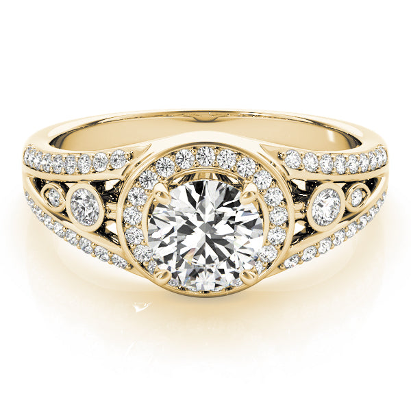 18K Yellow Gold 1 ct Diamond Halo Engagement Ring