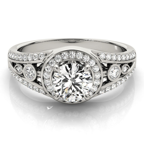 18K White Gold Diamond Halo Engagement Ring 1 ctw