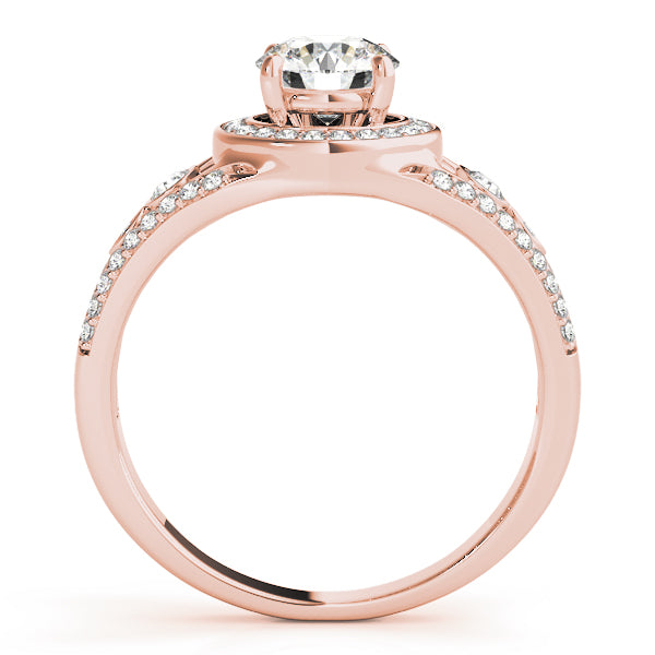 14K Rose Gold Diamond Halo Engagement Ring 1 ctw